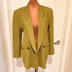 vintage olive green blazer made in japan tailored minimalist 90s M/L
